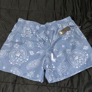 Blue Paisley Swim Shorts